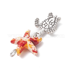 7 шт. 7 стиля синтетических окрашенных бирюзовых морских звезд и сплава морских животных&nbsp;PALLOY-JF03754