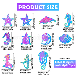 22 шт. 11 стиля ионное покрытие (IP) 201 нержавеющая сталь травленый металл украшения подвески&nbsp;STAS-HS0001-44