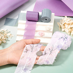 Набор из 15 ярда двухцветных нейлоновых лент с цветочным принтом&nbsp;OCOR-TA0002-31