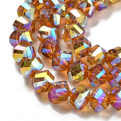 Стеклянные бусины с гальваническим покрытием &nbsp;GLAA-Q105-04T