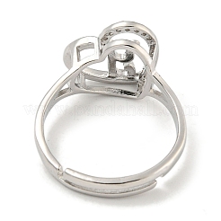 Сердце с буквой стойка покрытие латунь микро паве кубический цирконий регулируемые кольца для женщин RJEW-I105-06P-Y