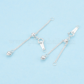 925 универсальный удлинитель цепочки из стерлингового серебра, со штампом s925, с застежками и цепочками для бордюров, серебряные, 44 мм, звенья: 53x1x1 мм; застежки: 7.5x6x1мм; сердце: 6×4×3 мм, этикетка: 8x3x0.5 мм.