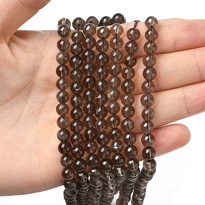 Природный дымчатый кварц нитей бисера X-G-D840-62-6mm-1