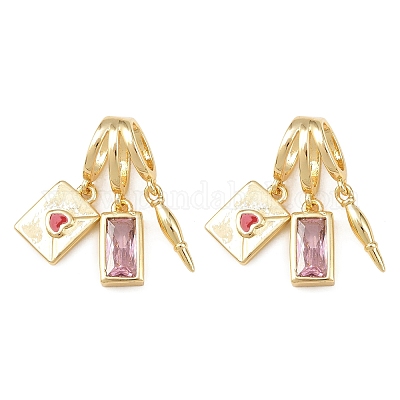 Латунные микропроволочные кубические циркониевые подвески из эмали KK-B161-14G-1