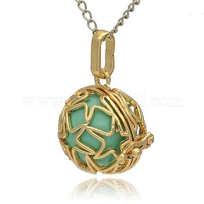 Золотой тон латунь полые круглые подвески KK-J231-08G-1