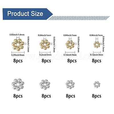 64 шт. 8 стиля 304 нержавеющая сталь разделительные бусины STAS-CA0002-02-1