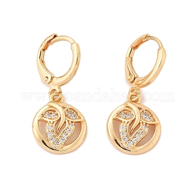 Серьги-кольца из латуни с микропаве из прозрачного кубического циркония для женщин EJEW-G428-24G-03-1