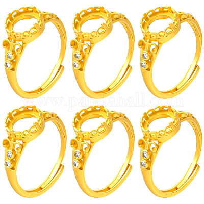 6шт регулируемые латунные кольца для пальцев компоненты KK-BBC0021-27-1