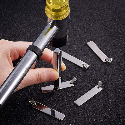 201 нержавеющая сталь прямоугольная штампованная пустая бирка подвеска STAS-BC0002-20P-1