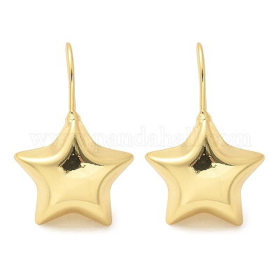 Серьги с подвесками из латуни со звездами EJEW-B132-05G-1