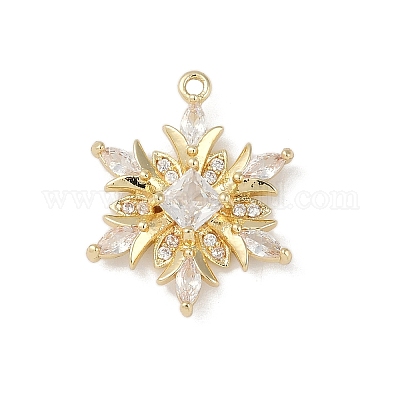 Рождественские тематические латунные подвески с микропаве и кубическим цирконием KK-Z065-01-02G-1