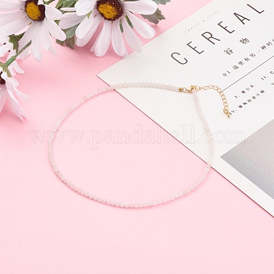 Естественно Розовый кварц бисером ожерелья NJEW-JN03315-02-1