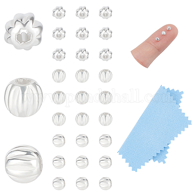 30 шт. 925 рифленые бусины из стерлингового серебра STER-UN0001-75-1