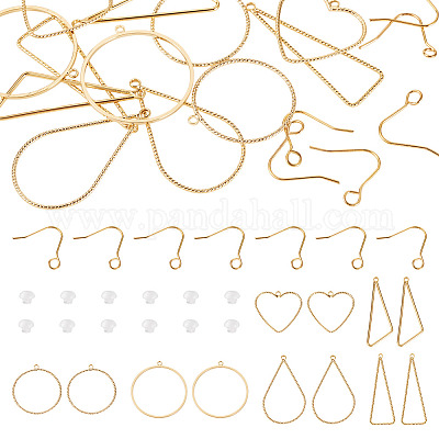 Наборы для самостоятельного изготовления сережек-подвесок из латуни в форме треугольника и капли DIY-TA0012-94-1