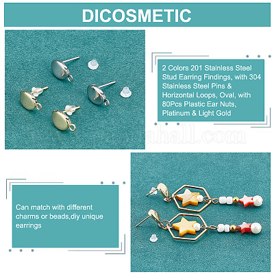 40 шт. 2 цвета 201 нержавеющая сталь фурнитура для сережек-гвоздиков STAS-DC0011-35-1