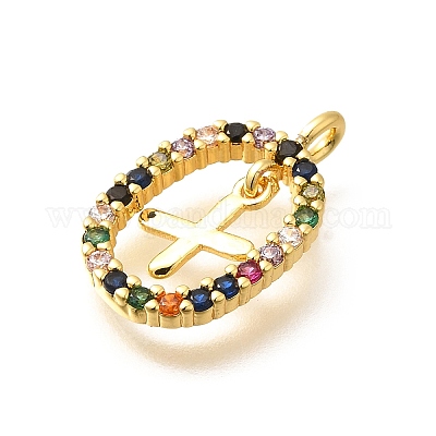 Латунные микро проложить кубического циркония подвески ZIRC-P123-01G-X02-1