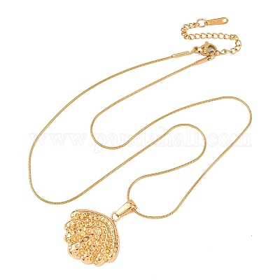 Цепочка-змея из текстурированной нержавеющей стали 304 с подвеской в форме ракушки для женщин NJEW-F354-10G-1