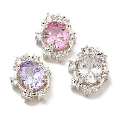 Латунные микро проложить кубического циркония бусы KK-U037-02P-1