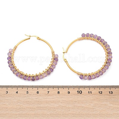 Серьги-кольца с бусинами EJEW-JE03830-02-1