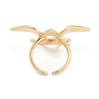 Латунное кольцо-манжета с птицей для женщин RJEW-C102-05G-1