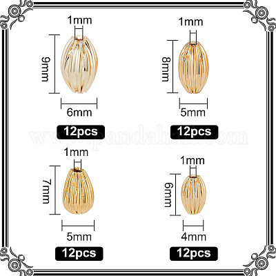 48шт 4 стильные латунные бусины KK-GO0001-08-1