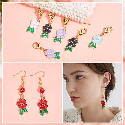 Маркеры петель с замком в виде цветка из сплава эмали HJEW-AB00055-1