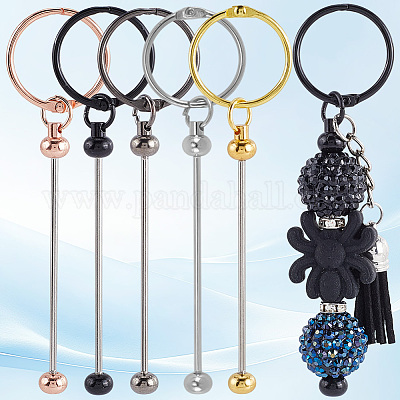 10 шт. 5-х цветные железные стержни для брелоков с бусинами AJEW-SC0003-91-1