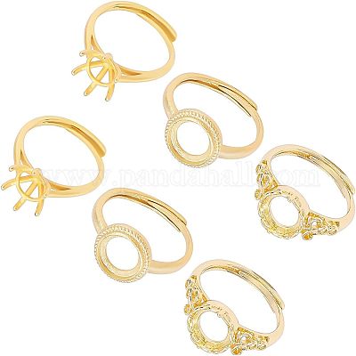 6 шт. 3-х стильные регулируемые латунные кольца для пальцев FIND-FH0004-23-1