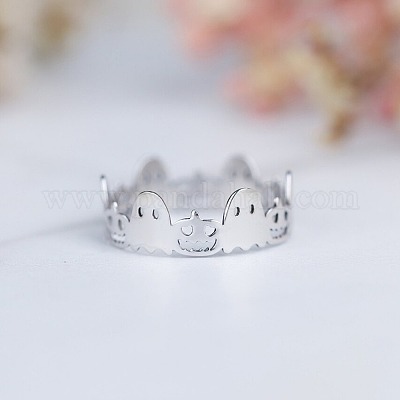 Кольца из стерлингового серебра с изображением призрака и тыквы FS-WGB9B73-06-1