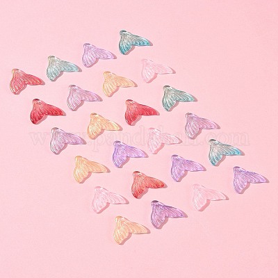 24 шт. 6 цвета прозрачные стеклянные подвески с распылительной росписью GLAA-FS0001-90-1