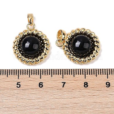 Латунные подвески со стеклом и имитацией агата KK-Q030-26G-1