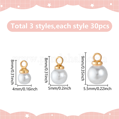 90 шт. 3 подвески из пластика с имитацией жемчуга KK-BC0012-94-1