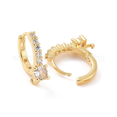 Латунные серьги-кольца из прозрачного кубического циркония ZIRC-F133-11G-1