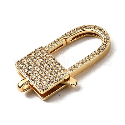 Застежки-клешни из прозрачной латуни с кубическим цирконием KK-Z078-48B-G-1