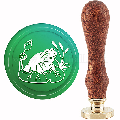 Латунная восковая печать штамп с ручкой AJEW-WH0184-0985-1