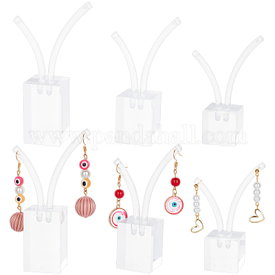 3шт 3 размера прозрачные акриловые подставки для сережек EDIS-WH0022-08-1