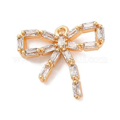 Латунные микропаве прозрачные подвески с фианитом KK-C076-15G-1