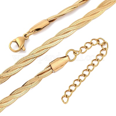 Ожерелья из витой цепи-змейки из нержавеющей стали 304 X-NJEW-Q013-08G-1