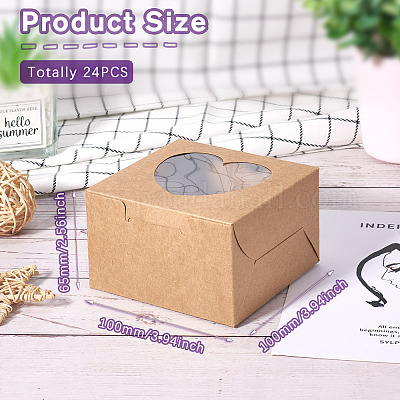 Квадратные бумажные коробки для печенья с прозрачным окошком в форме сердца CON-TAC0001-12C-02-1