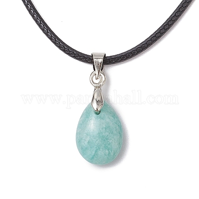 4 шт. 4 стиля ожерелья с подвесками в форме капли из натурального лабрадорита NJEW-JN05229-1