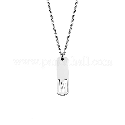 Прямоугольные ожерелья из нержавеющей стали 304 с вырезанными лазером инициалами FS-WG71FEF-17-1