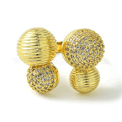 Открытые манжеты из латуни с микропаве кубический цирконий RJEW-K256-43G-1