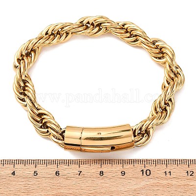 Браслеты из нержавеющей стали 304 с цепочкой и веревкой для мужчин и женщин BJEW-C124-03B-G-1