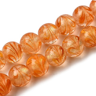 Нити золотых песочных бусин лэмпворк LAMP-P071-12mm-03-1