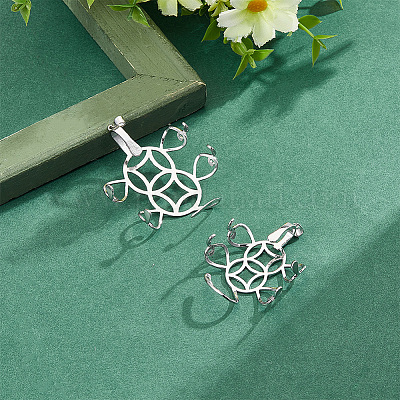 2 шт. 2 стиля родиевое покрытие 925 стерлингового серебра 6 зубца кулон пустая монета форма кабошон оправы FIND-GO0001-71-1