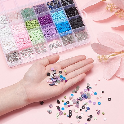 Смешанный камень и стекло семена и бусины из полимерной глины DIY комплект для изготовления ювелирных изделий DIY-YW0004-73-1