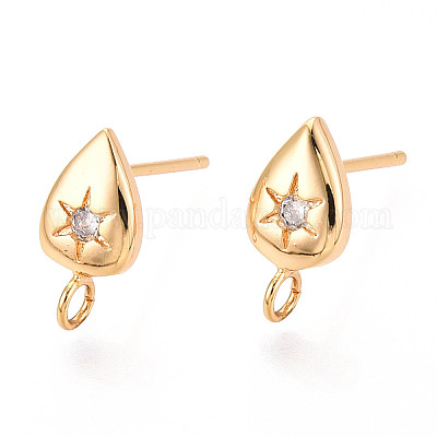 Латунные микро-паве прозрачные серьги-гвоздики из циркония MAK-T011-11G-02-1