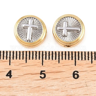 Двухцветные латунные бусины&nbsp;KK-C162-088B-GP-1