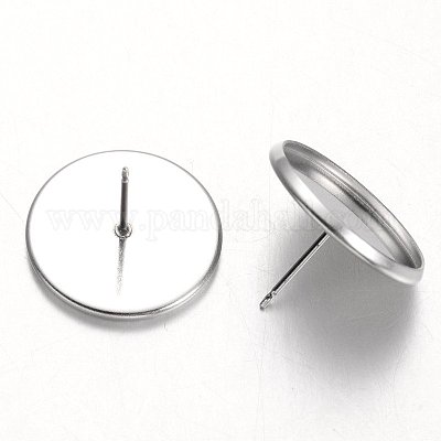 Плоские круглые серьги-гвоздики из нержавеющей стали 304 STAS-M227-16mm-1