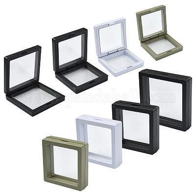 8 шт. 4 стиля квадратная прозрачная полиэтиленовая тонкая пленка подвесная коробка для ювелирных изделий&nbsp;CON-YW0001-98-1
